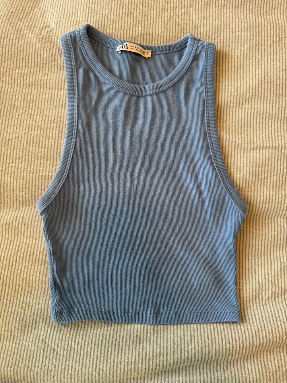 Light Blue Zara Ribbed Crop Tank